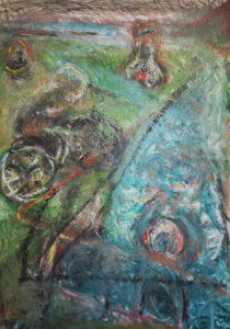 Es regnet, Ölkreide/Papier, 70x104 cm;Ölkreide-Bild, gegenständliche Malerei, november 2020, neueste bilder