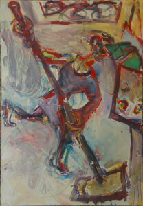Putzfrau und Erinnerung, 120x82 cm, Eitempera etc.