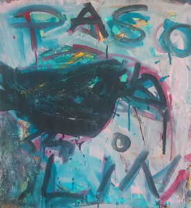 Pasolinis Rabe, Eitempera auf grundiertem Packpapier, 75x67 cm