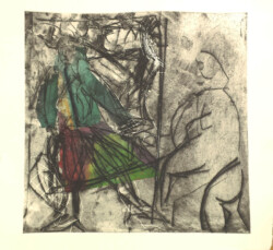 im bus im bus, kaltnadelradierung/chine collé