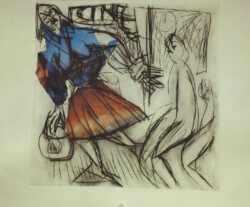 im bus, kaltnadelradierung/chine collé im bus, kaltnadelradierung/chine collé