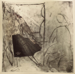 der schöne schwarze rock, kaltnadelradierung/chine collé der schöne schwarze rock, kaltnadelradierung/chine collé