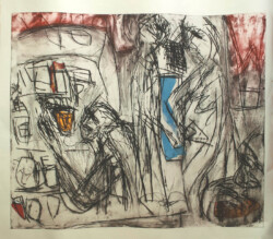 einkaufen bei sherwin's, kaltnadelradierung/chine collé Einkaufen bei Sherwin's, kaltnadelradierung/chine collé