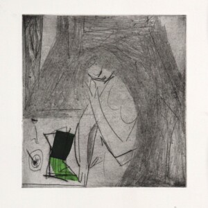 Lesen, Kaltnadel/Chine Collé Lesen, Kaltnadelradierung/Chine Collé, gegenständliche Malerei, Die Kiste nach 20 Jahren