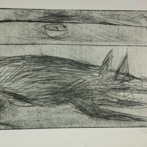 Hund unter Tisch Hund unter Tisch, Kaltnadelradierung ca. 1990 - Tiere