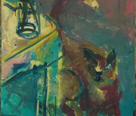 Interieur mit Katze, 140x90 cm Interieur mit Katze, 140x90 cm