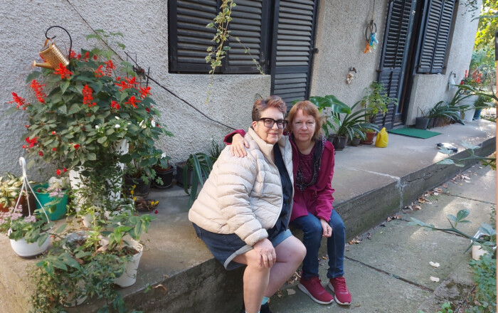 Saundra and me in font of the wonderful Apartmani Sobe BILJANA, photo taken by the very kind owner